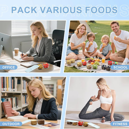 Snack Pack Containers for Kids, Reusable Snack Containers with Lids, 2 Compartment Small Bento Snack Box, BPA-Free, Lunchbox Accessories for Travel
