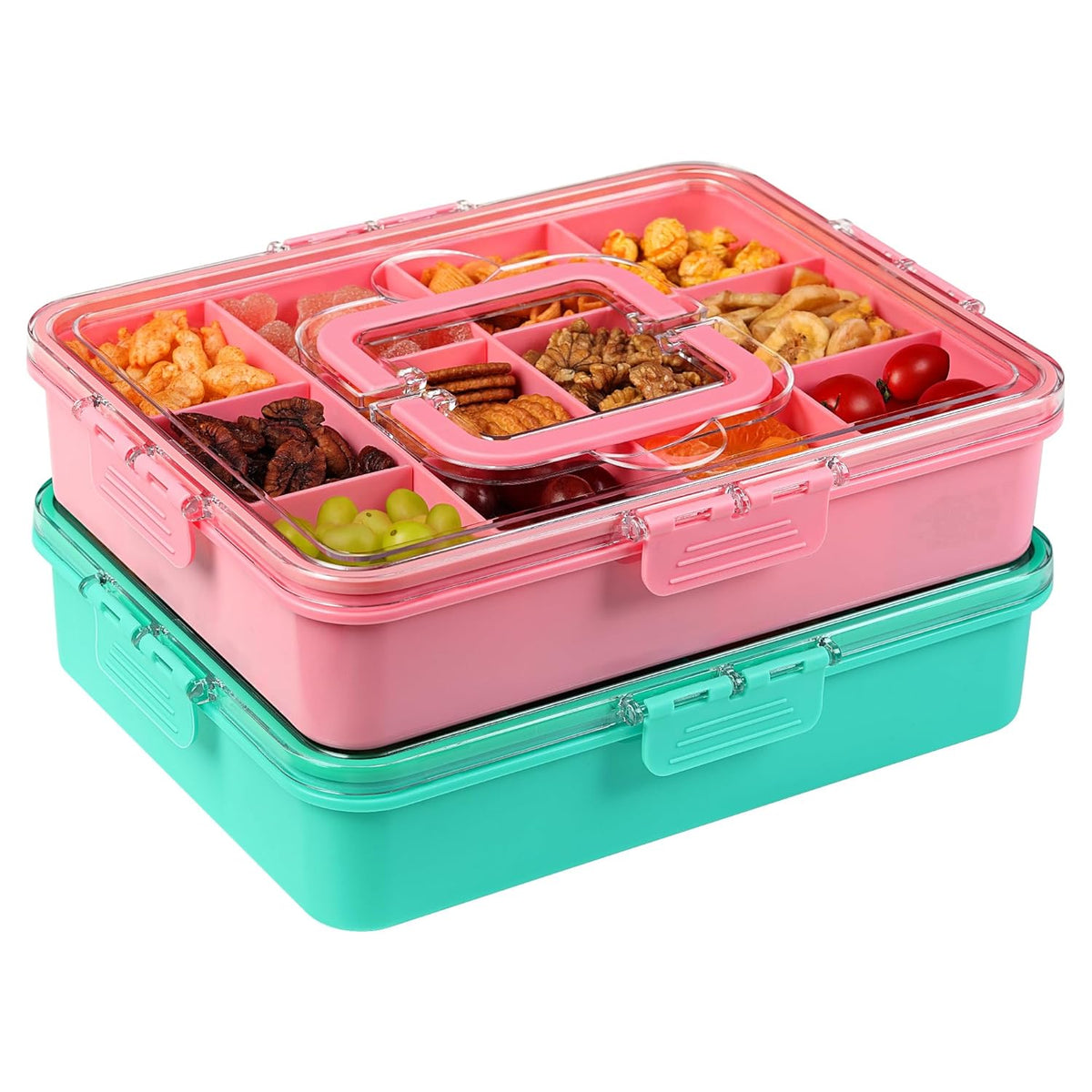 Xyptorix Snack Box Container for Kids - Adjustable 12-Compartment Snack Containers, Reusable Bento Box, Dishwasher Safe, BPA-Free, Perfect for School, Travel, Camping & Picnic, Ivory White