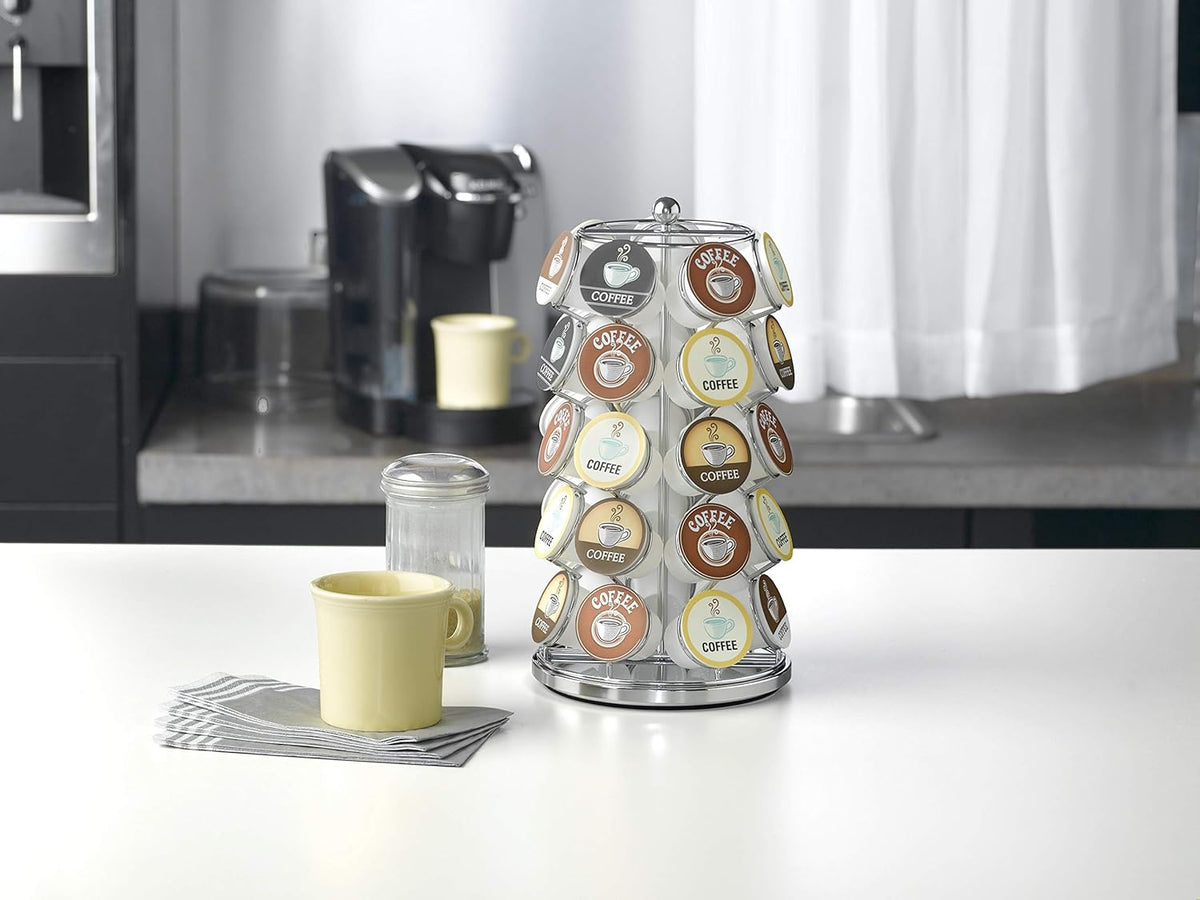Nifty K Cup Holder – Compatible with K-Cups, Coffee Pod Carousel | 35 K Cup Holder, Spins 360-Degrees, Lazy Susan Platform, Modern Black Design, Home or Office Kitchen Counter Organizer