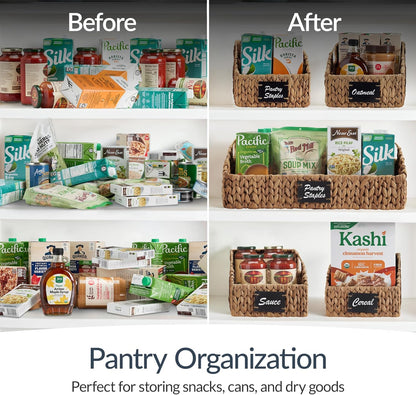 Best Choice Products Water Hyacinth Pantry Storage Baskets, Wicker Baskets w/Built-in Handles, Handwoven Shelf Baskets for Organizing, Pantry Organizers and Storage, 3-Pack - Natural
