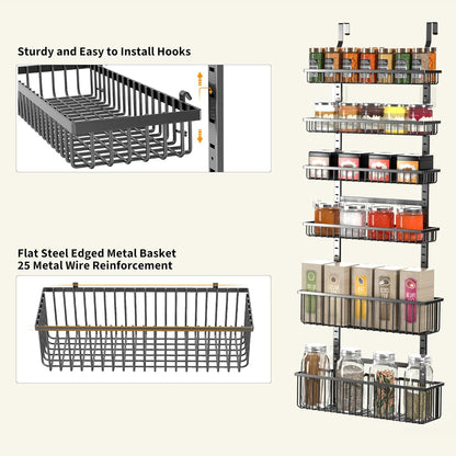 Moforoco White Over The Door Pantry Organizer, Pantry Organization and Storage, Metal Hanging Spice Rack Shelves Door, Seasoning Shelves, Laundry Room Organization, House and Kitchen Essentials