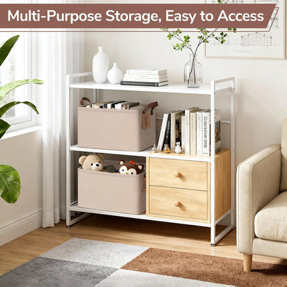 CHICVITA 4 Pack Large Storage Baskets for Shelves, Collapsible Closet Organizer Bins with Metal Frame, Fabric Storage Bins for Clothes Towels Organization, 16.8" x 11" x 9.8", Beige
