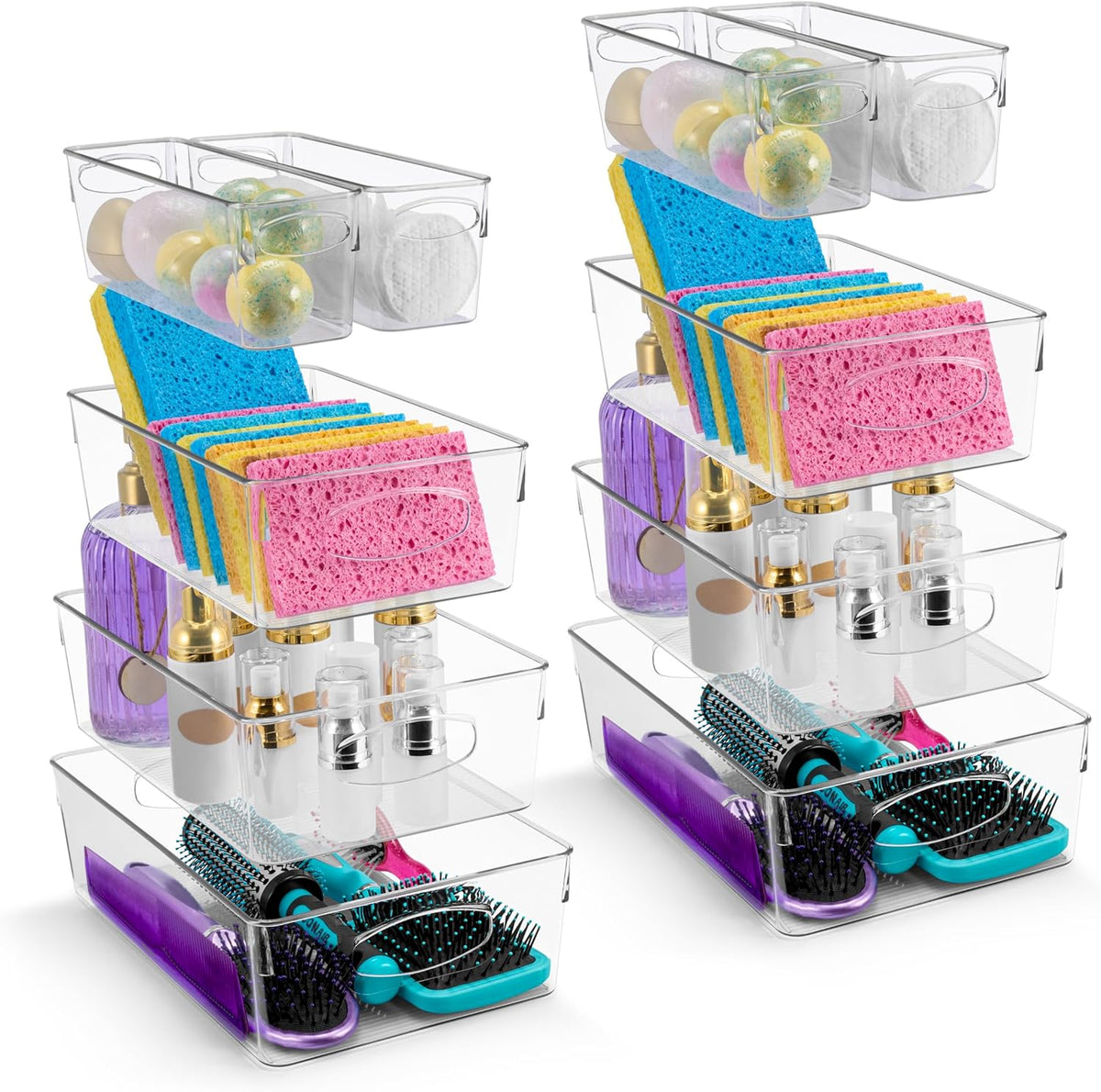 Sorbus Small Clear Plastic Storage Bins for Organizing, Clear Organizer Bins with Handles, Plastic Storage Bins for Closet, Pantry, Fridge, Medicine Cabinet Organizer, Shelves, Freezer, Drawer