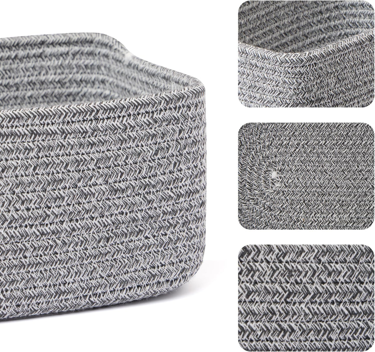 MiniArk Small Storage Baskets for Organizing | Closet Organizer Bins | Shelf Toy Basket | Woven Rope Baskets | Cube Decorative Box | Shallow Basket | L11.5xW7.5xH4.7| Brown