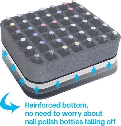 2 Pack Nail Polish Organizer Holder Foam Pad with Slots for Storage 60 Bottles (15ml/0.5fl.oz) Nail Polish or Essential Oil Tray for Drawers Black