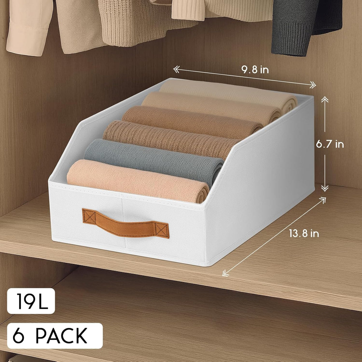 Homsorout Fabric Storage Bins for Organizing - Large Trapezoid Collapsible Storage Bins with Front Handle, Closet Organizers and Storage for Bedroom, Home Shelves, Small Spaces, Beige