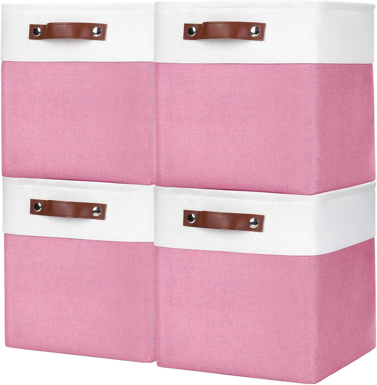 Bagnizer Large Fabric Storage Baskets | 50L Storage Bins, Decorative Linen Closet Baskets with Handles for Organizing, Shelf, Toys, Clothes, Home, Office, Nursery, 17x12x15Inches (Grey&White)