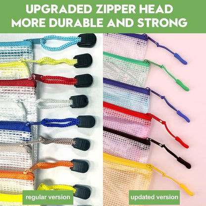 YOPCDJ Mesh Zipper Pouch Bags A4 Zipper Bags for Classroom Organization, Waterproof Document Zipper Pouches for Cosmetics, Travel Storage File Bags for Office Supplie