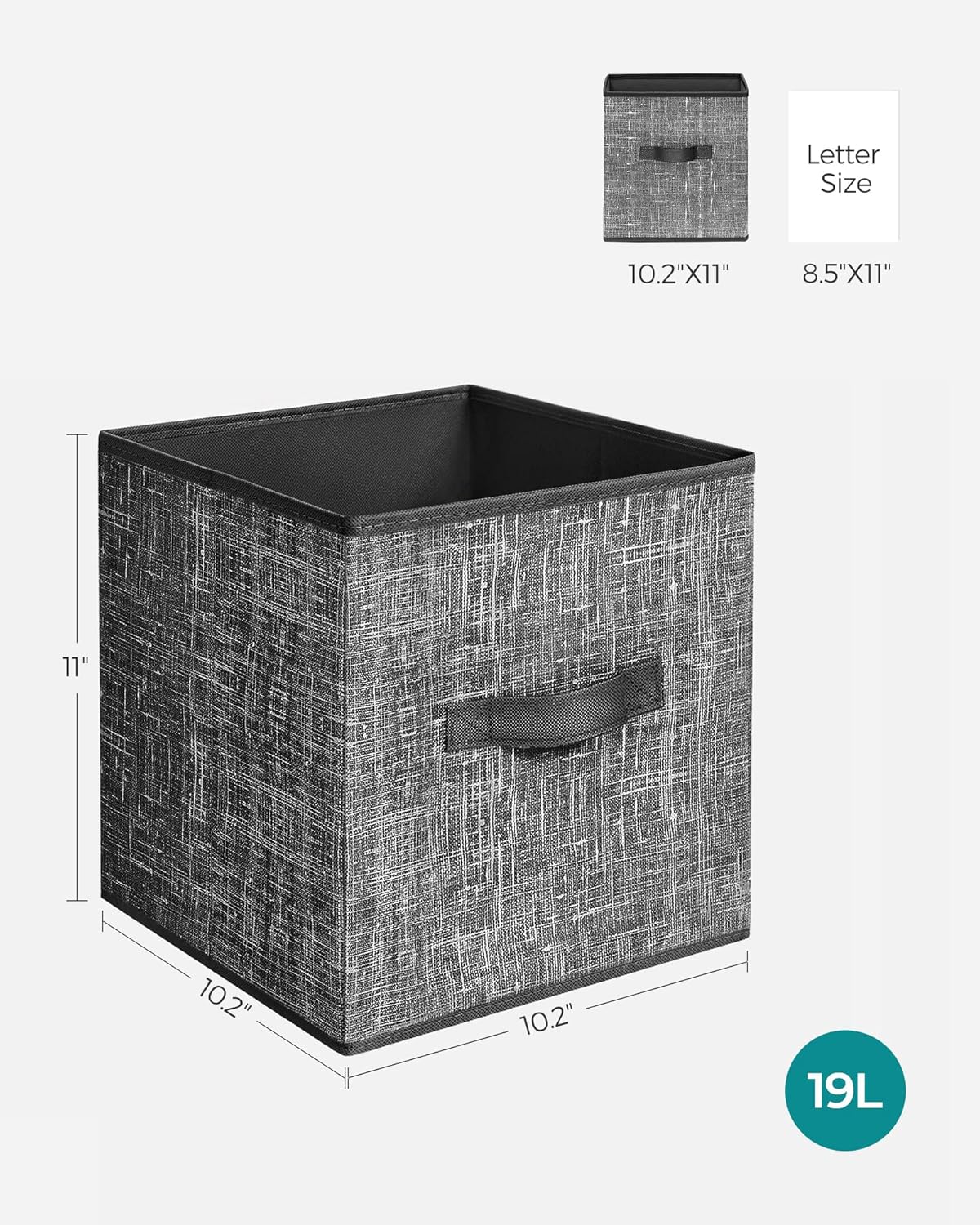 SONGMICS Storage Cubes, 11-Inch Non-Woven Fabric Bins with Double Handles, Set of 6, Closet Organizers for Shelves, Foldable, for Clothes, Cattail Gray UROB26LG