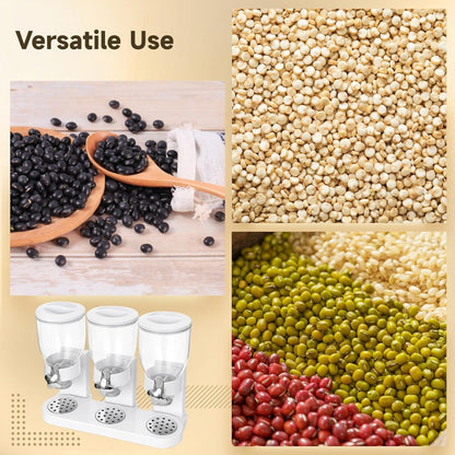 Cereal Dispenser Countertop, 3 Pack 2L/67oz Cereal Dispenser, Airtight Cereal Containers Storage, Rotating White Plastic Dry Food Dispenser, Rice Dispenser, Candy Dispenser for Cereal, Coffee Beans