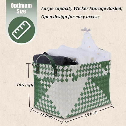BROWNLILY Handwoven Clothes Basket Laundry Hampers Large Wicker Storage Baskets for Shelves Blankets Closet Storage Bins Car Bedroom Bathroom Organizers and Storage Bath (Pack of 4, Brown)