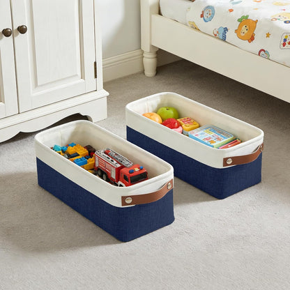 Bagnizer Large Fabric Storage Baskets | 50L Storage Bins, Decorative Linen Closet Baskets with Handles for Organizing, Shelf, Toys, Clothes, Home, Office, Nursery, 17x12x15Inches (Grey&White)