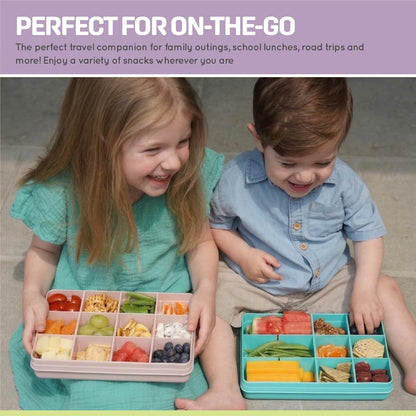 melii Snackle Box |12-Compartment Snack Container with Removable Dividers, BPA-Free Food Storage for Travel, School & On-the-Go Snacks, Kids & Family Organizer (Grey)
