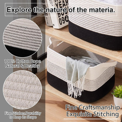 OIAHOMY Storage Basket, Woven Baskets for Storage, Cotton Rope Basket for toys,Towel Baskets for Bathroom - Pack of 3, Gradient Yellow