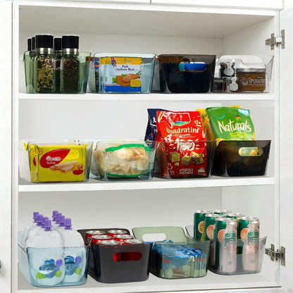 Tiawudi 8 Pack Plastic Storage Bins, Clear Pantry Organizers and Storage Containers, Multi-Use Organizer Bins for Kitchen, Bathroom, Office, Shelf, Fridge, Home Edit and Cabinet Organizers