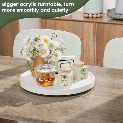 Lazy Susan Organizer, 10 Inch Non-Skid Bamboo Turntable Organizer for Salt Pepper Olive Oil and Spices Next to Stove, Wooden Lazy Susan for Table or Kitchen Countertop Organizer