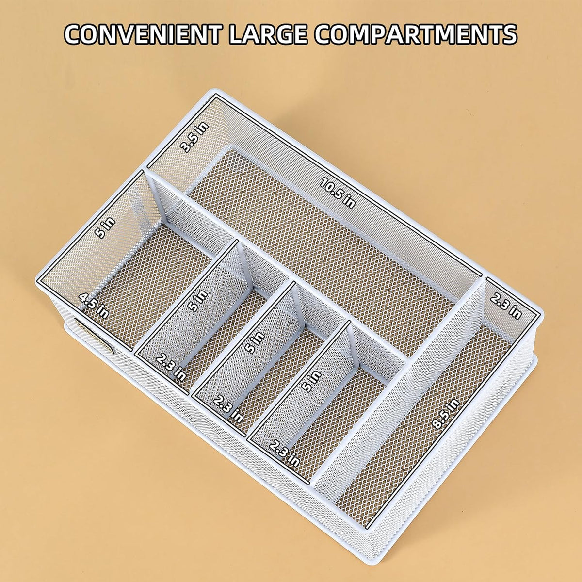 VIKEYHOME Paper Plate Organizer for Countertop, Metal Silverware Caddy with 6 Compartments for Cup, Napkin, Utensil Holder Caddy for Party, Camping, Picnic