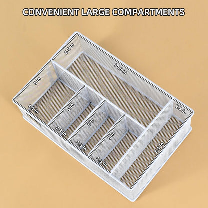 VIKEYHOME Paper Plate Organizer for Countertop, Metal Silverware Caddy with 6 Compartments for Cup, Napkin, Utensil Holder Caddy for Party, Camping, Picnic