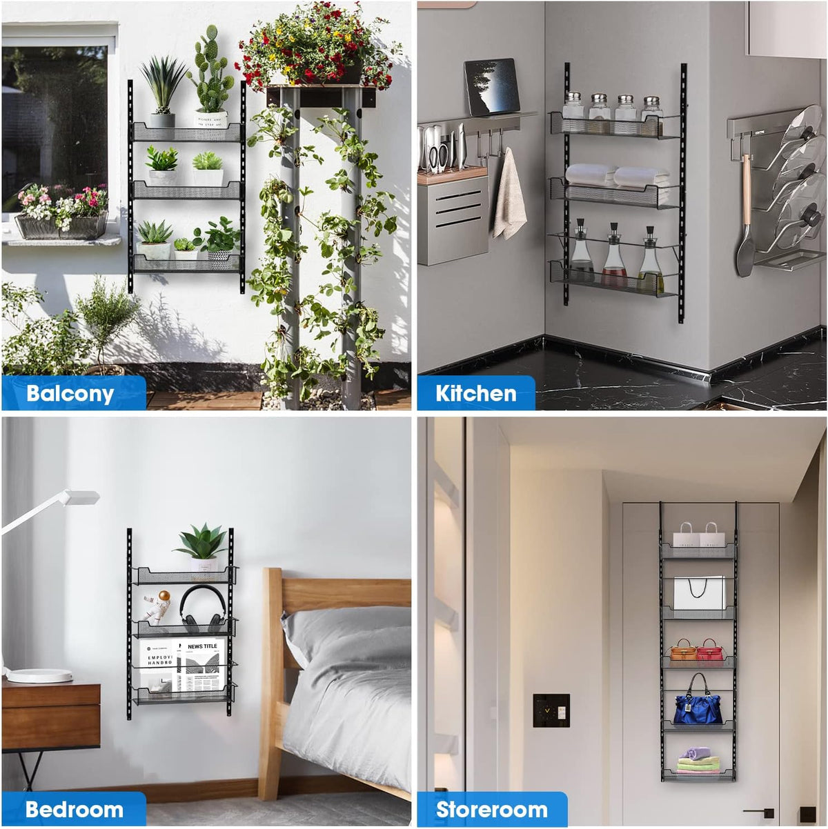 VyGrow 12.3" W Narrow Over the Door Pantry Organizer, 6-Tier Over the Door Organizer with Adjustable Basket, Pantry Door Organization for Pantry Kitchen Storage Room Spice Rack, White