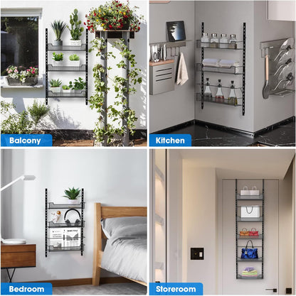 VyGrow 12.3" W Narrow Over the Door Pantry Organizer, 6-Tier Over the Door Organizer with Adjustable Basket, Pantry Door Organization for Pantry Kitchen Storage Room Spice Rack, White