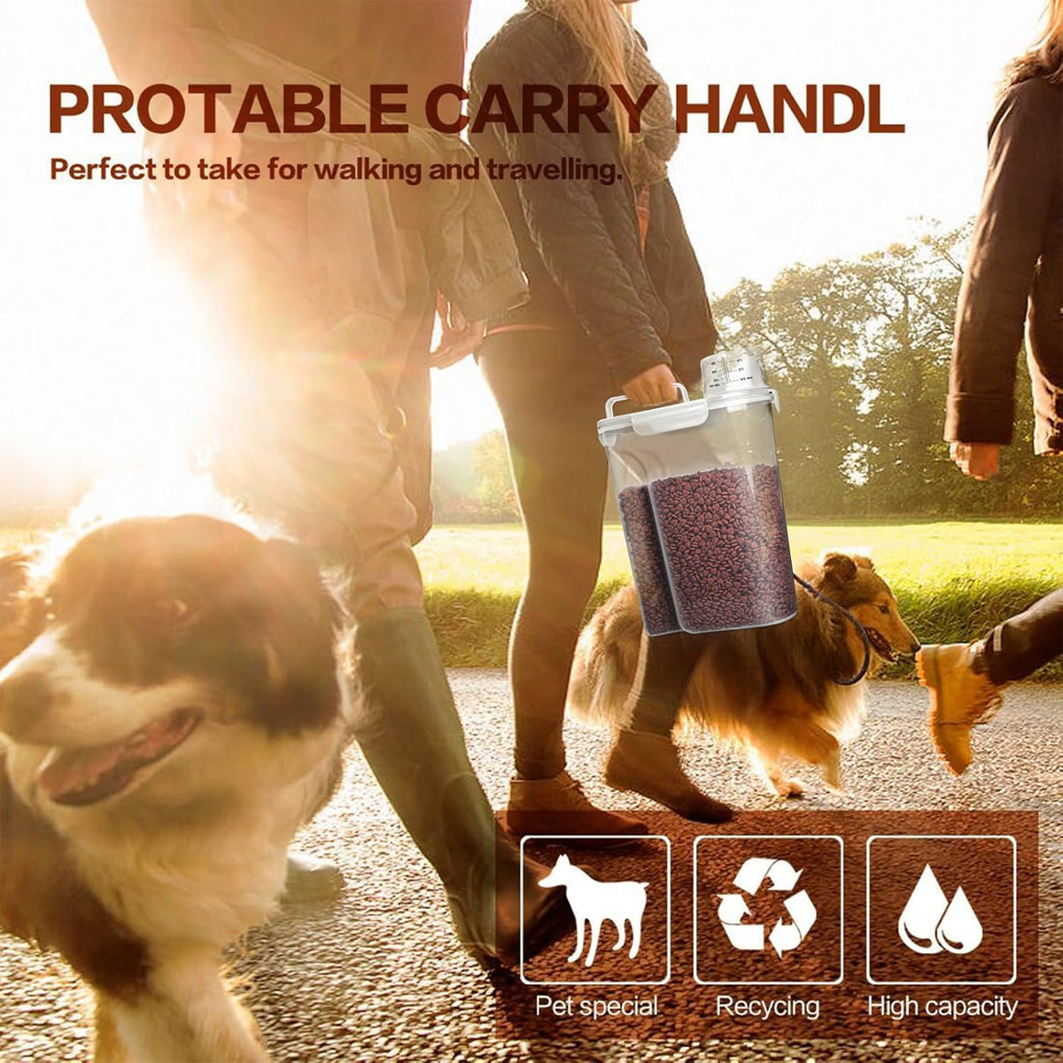 TIOVERY Upgraded Dog Food Storage Container Small, Cat Food Container Airtight, Pet Food Container Dispenser with Pour Spout, Measuring Cup and 4 Seal Buckles for Dogs, Cats, Birds (Grey)