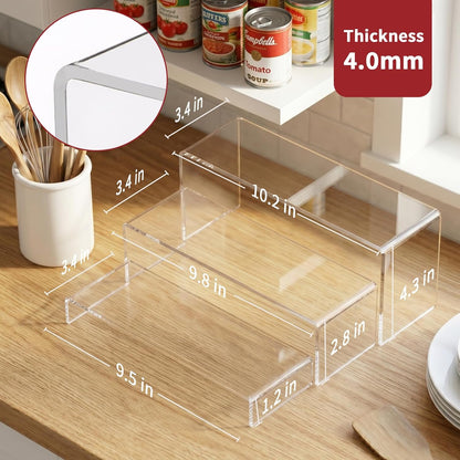 Expandable Can Rack Organizer 2 Pack, 3-Tier Adjustable Length | Set of 2 Holds Up to 36 Cans, Stability with Non-Skid Shelf, Canned Goods Storage Display for Pantry, Cabinet