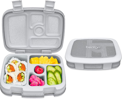 Bentgo Kids Bento-Style 5-Compartment Leak-Proof Lunch Box - Ideal Portion Sizes for Ages 3 to 7 - Durable, Drop-Proof, Dishwasher Safe, PFAS & BPA-Free & Made with Food-Safe Materials (Blue)