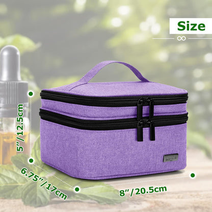 LUXJA Essential Oil Carrying Case - Holds 30 Bottles (5ml-30ml, Also Fits for Roller Bottles), Double-Layer Organizer for Essential Oil and Accessories, Black (Bag Only)