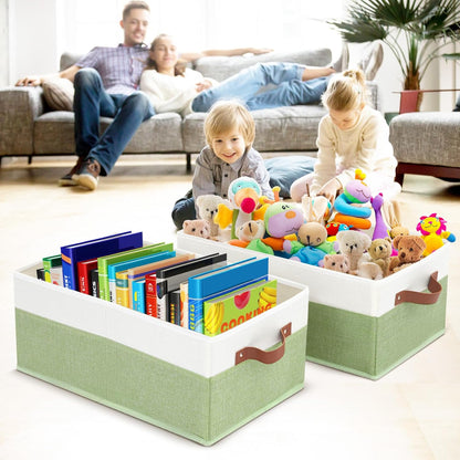 Large Capacity Storage Bins Closet Organizer for Shelves, Fabric Closet Storage Baskets Boxes with Leather Handles for Organizing Clothes, Sheets, Jeans, Toys, Books (Grey)