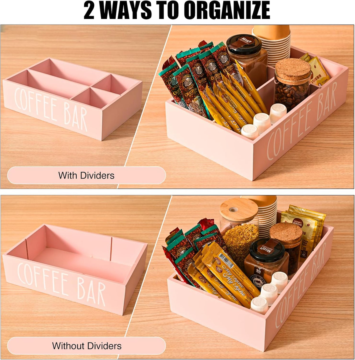 STORAGENIE Wooden Coffee Station Organizer – Removable Dividers, Storage for Coffee Pods, Tea Bags & Accessories, Oasis Blue (11.8" x 7.87" x 3.15")
