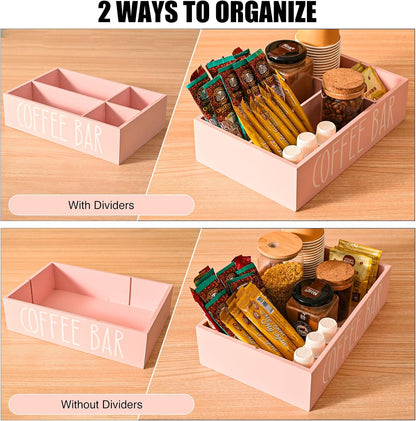 STORAGENIE Wooden Coffee Station Organizer – Removable Dividers, Storage for Coffee Pods, Tea Bags & Accessories, Oasis Blue (11.8" x 7.87" x 3.15")