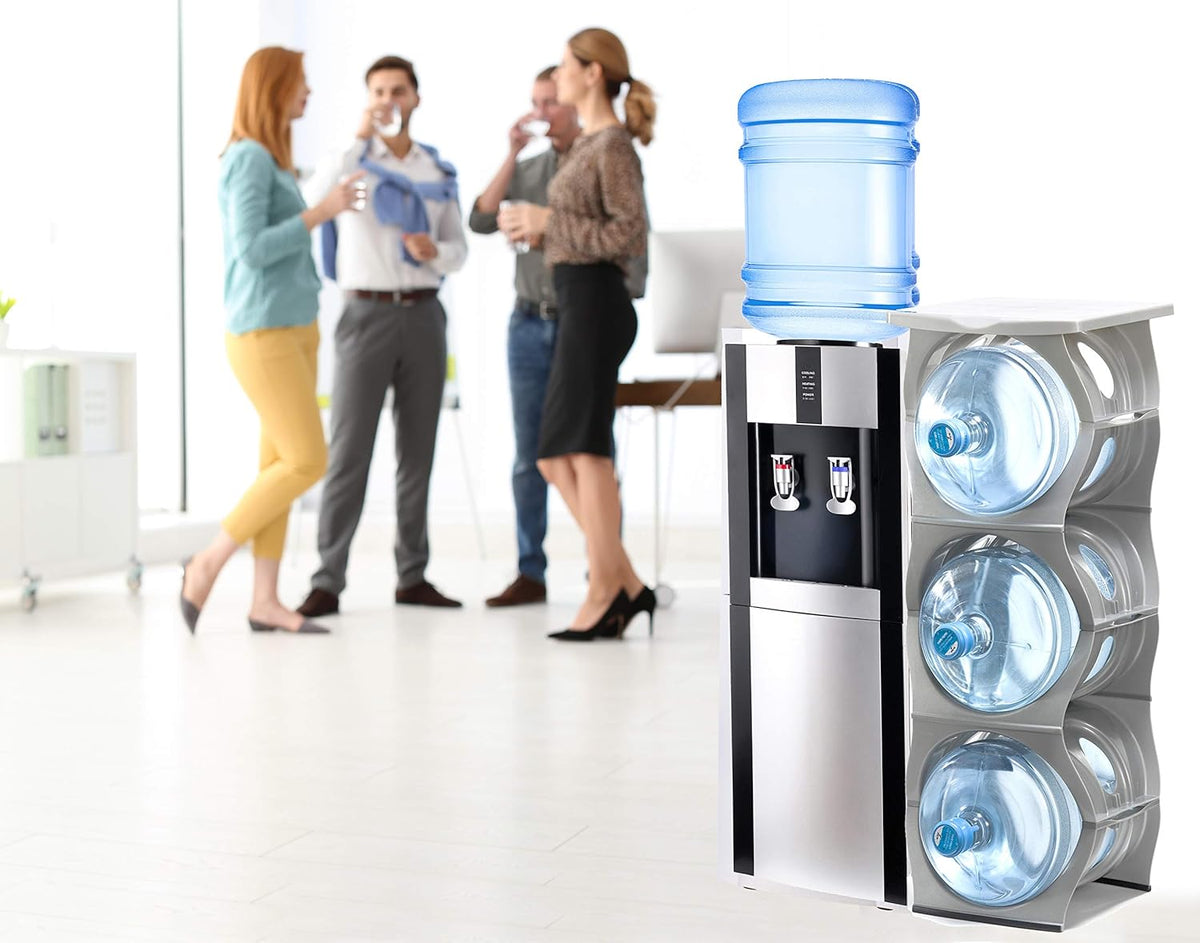 Bariboo Stackable Water Bottle Storage Rack Best Water Jugs 5 Gallon Organizer. Jug Holder for Kitchen, Cabinet and Office Organizing. Reinforced Polypropylene (Silver, 4 No Shelf)
