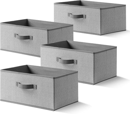 Storage Baskets, 11-Inch Woven Fabric Bins, Storage Cubes with Reinforced Handles, Organizer Bins for Closet Shelves, Foldable, for Toys, Clothes, Natural Beige (3PCS/Beige-11*11*7.8inch)