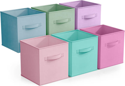 Sorbus Fabric Storage Cubes - 6 Foldable Storage Bins for Organizing Pantry, Cubbies, Toy Box - Clothes Storage & Closet Organizer - 13 Inch Collapsible Cube Baskets for Shelves with Handle