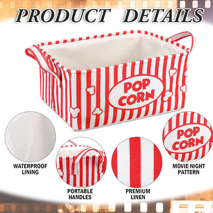 Snack Bar Organizer Basket, Burlap Fabric Snack Storage Holder with Waterproof Lining & Handles, Collapsible Bar Station Organizer Bin for Kitchen Pantry Cabinet Home Movie Night Party
