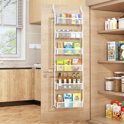 Over the Door Pantry Organizer, 6-Tier Pantry Door Organization and Storage, Over the Door Spice Rack, Home & Kitchen Storage Shelves for Cabinet, Black