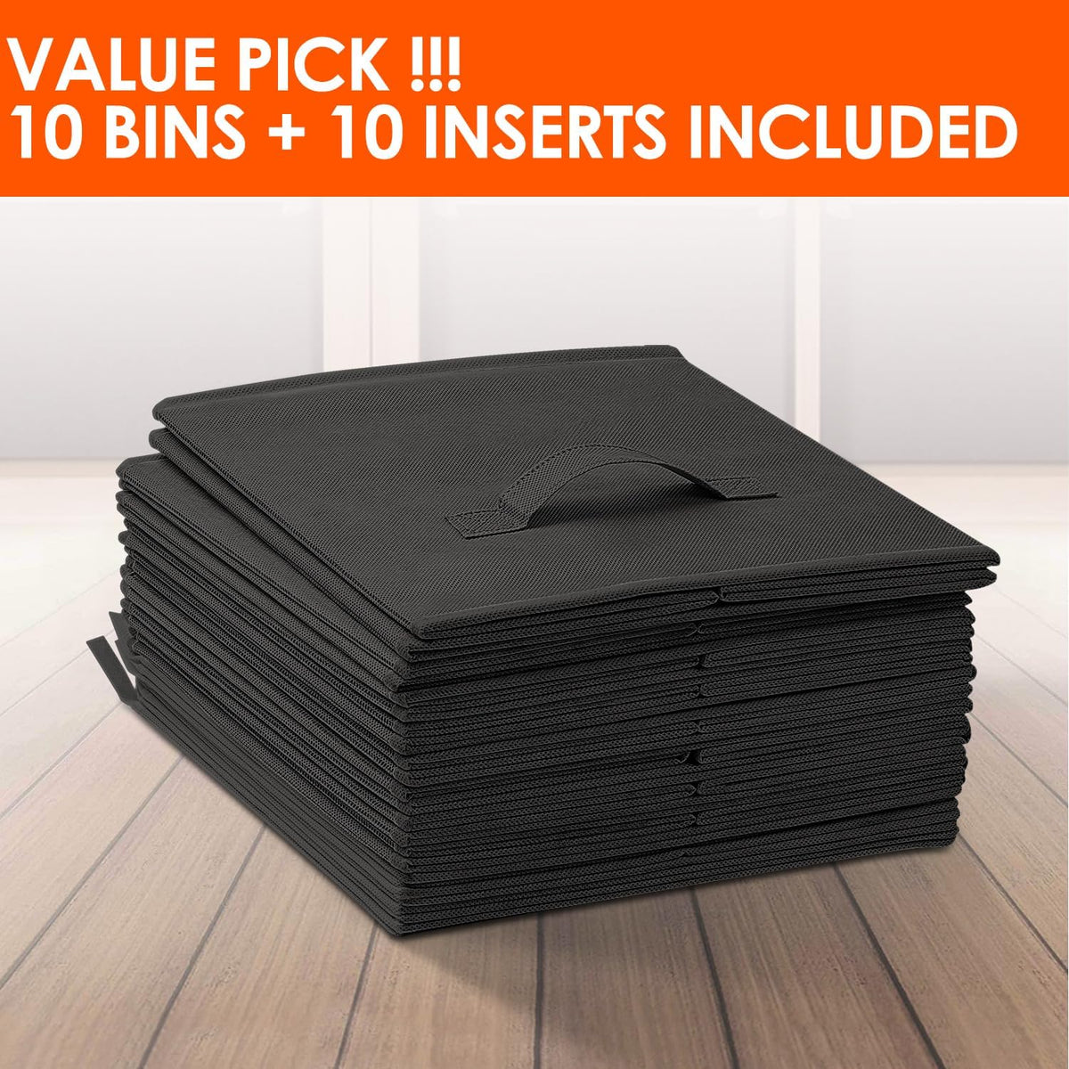 Criusia Large Storage Cubes, 13x13 Cube Storage Bins (Set of 10), Fabric Collapsible Storage Bins with Dual Handles, Foldable Cube Baskets for Shelf, Closet Organizers and Storage Box (Grey)