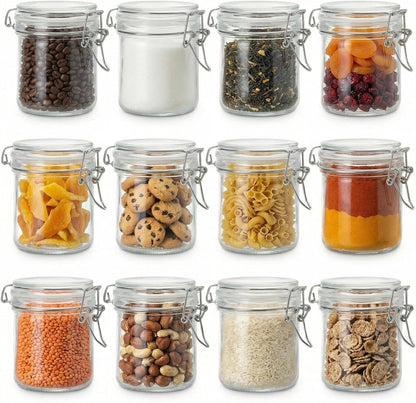 17oz Airtight Glass Jars, 6 Pack Clamp Lid Canisters, Small Food Storage Containers for Spices, Nuts, Snacks, Canning Jar for Jams & Pickling, Pantry Organization