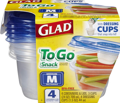 Glad GladWare XL Square Food Storage Containers with Lock Tight Lids, BPA-Free Family Size Plastic Containers for Leftovers, Meal Prep, and Freezer Storage, Dishwasher Safe, 104 Oz