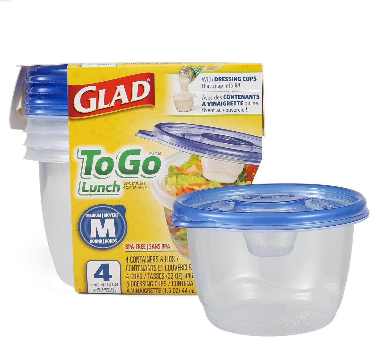 Glad GladWare XL Square Food Storage Containers with Lock Tight Lids, BPA-Free Family Size Plastic Containers for Leftovers, Meal Prep, and Freezer Storage, Dishwasher Safe, 104 Oz