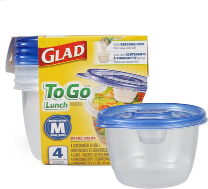 Glad GladWare XL Square Food Storage Containers with Lock Tight Lids, BPA-Free Family Size Plastic Containers for Leftovers, Meal Prep, and Freezer Storage, Dishwasher Safe, 104 Oz