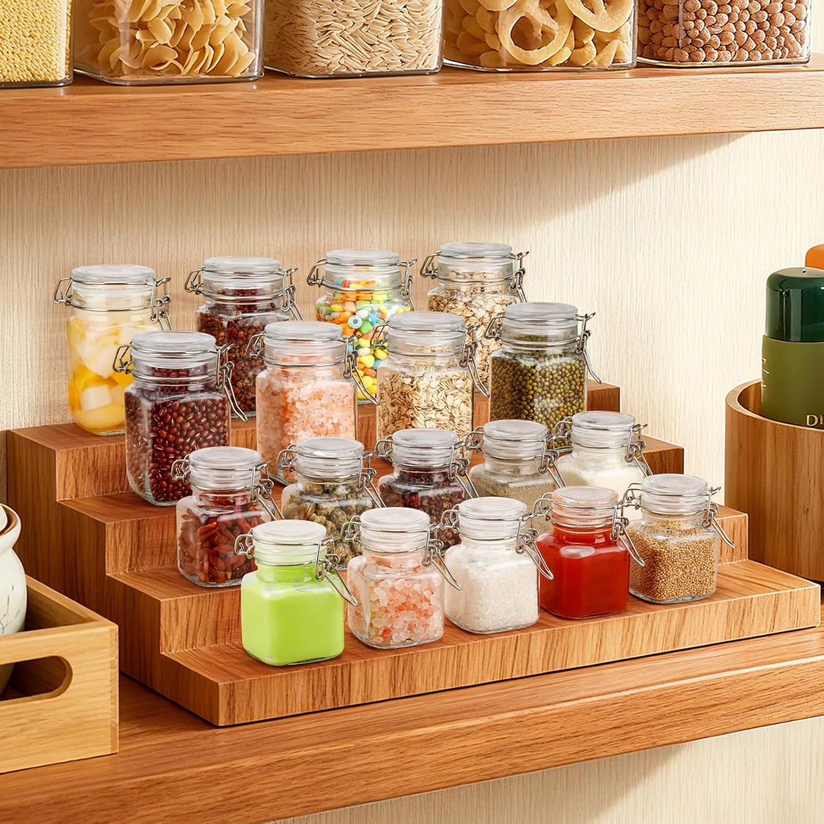 17oz Airtight Glass Jars, 6 Pack Clamp Lid Canisters, Small Food Storage Containers for Spices, Nuts, Snacks, Canning Jar for Jams & Pickling, Pantry Organization