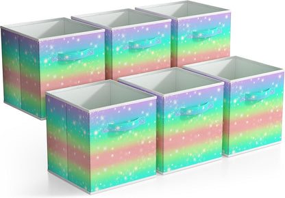 Sorbus Fabric Storage Cubes - 6 Foldable Storage Bins for Organizing Pantry, Cubbies, Toy Box - Clothes Storage & Closet Organizer - 13 Inch Collapsible Cube Baskets for Shelves with Handle