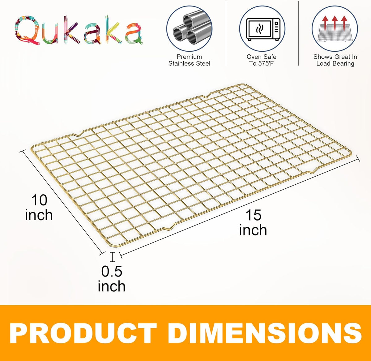 2PCS Cooling Racks for Cooking and Baking - 10" x 15"Heavy Duty Stainless Steel Wire Rack for Baking, Grilling, Roasting - Oven & Dishwasher Safe - Fits Jelly Roll Sheet Pan-Silver
