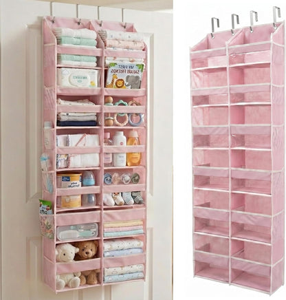 HOMELUX THEORY UPGRADED 6 Tiers Over The Door Organizer Hanging - 100D EXTRA THICK & 50lbs HUGE CAPACITY, 12 Side Mesh Pockets Over The Door Shoe Organizer, Hanging Closet Organizer (Ivory, 1pc)
