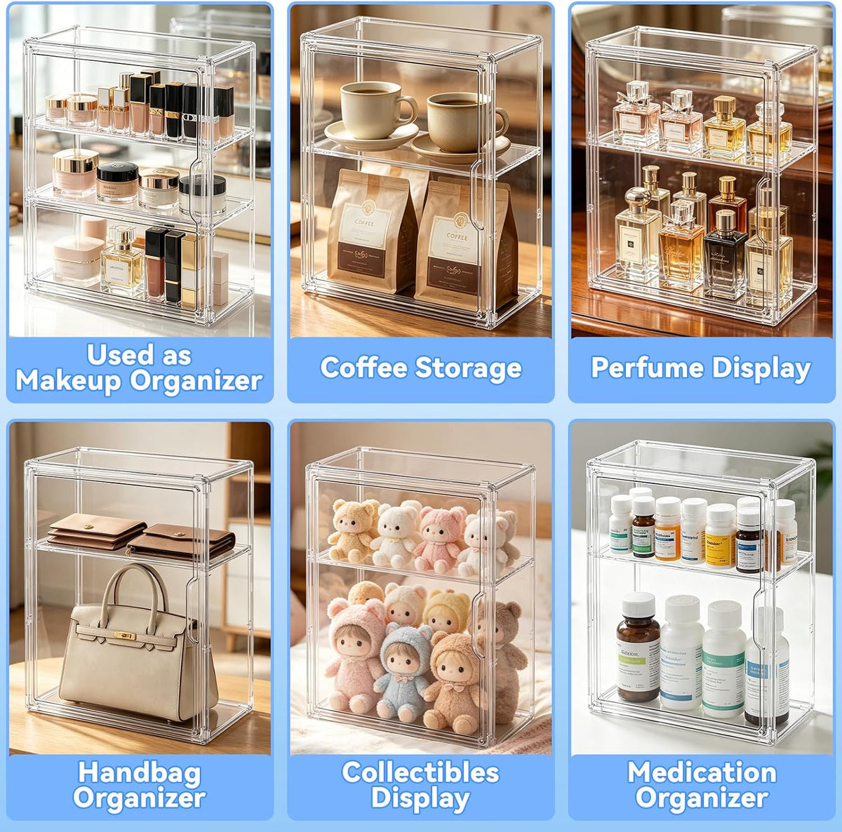 Baby Bottle Storage Organizer, Large 3 Tier Acrylic Bottle Storage Organizer Container for Countertop, Clear Plastic Bottle Station Organizers for Kitchen Cabinet Vanity Bathroom, Gifts for New Mom