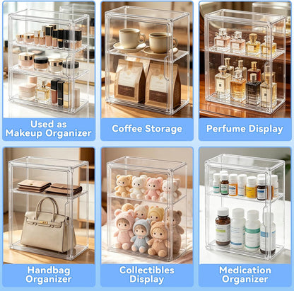 Baby Bottle Storage Organizer, Large 3 Tier Acrylic Bottle Storage Organizer Container for Countertop, Clear Plastic Bottle Station Organizers for Kitchen Cabinet Vanity Bathroom, Gifts for New Mom