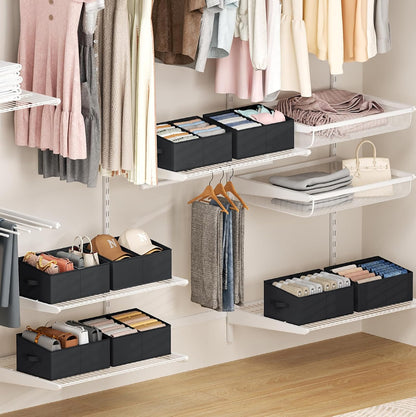 DIMJ Closet Storage Bins - Fabric Storage Baskets for Shelves, Collapsible Closet Organizers and Storage with Handles, Trapezoid Shelf Organization Storage Cubes for Purse, Toys, Books, Towel, Socks