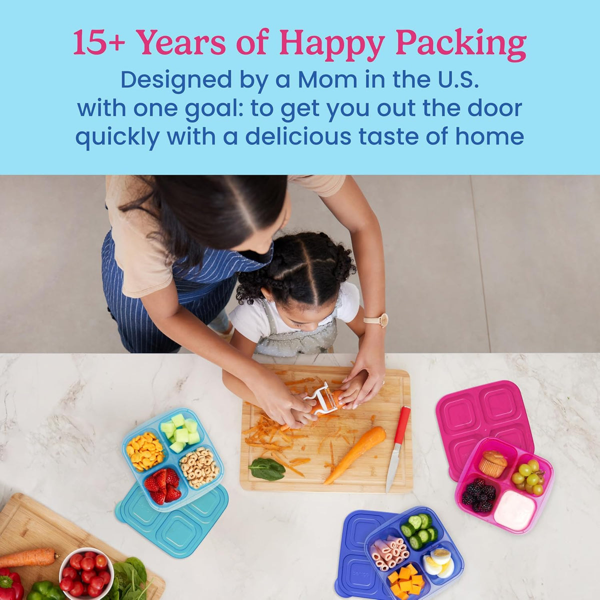 Bentgo Easyboxes 4-Compartment Snack Containers - 8-Piece Set with 4 Trays & 4 Custom-Fit Lids to Seal in Freshness - Reusable Food Storage & Meal Prep Bento BPA-Free Containers (Brights 4-Pack)