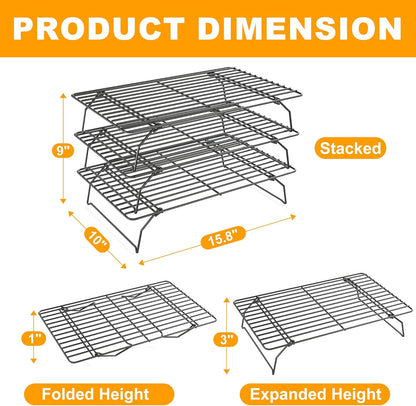 2PCS Cooling Racks for Cooking and Baking - 10" x 15"Heavy Duty Stainless Steel Wire Rack for Baking, Grilling, Roasting - Oven & Dishwasher Safe - Fits Jelly Roll Sheet Pan-Silver